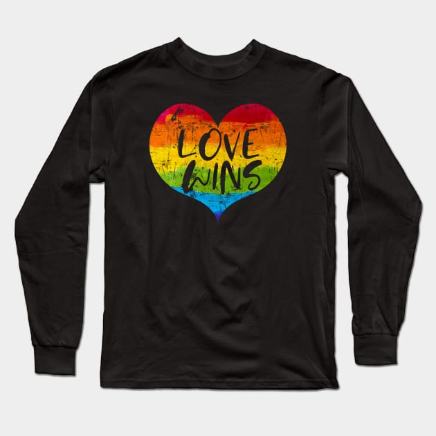 Love Wins LGBT Heart Rainbow Statement Long Sleeve T-Shirt by Foxxy Merch